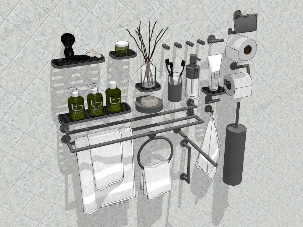 Bathroom Accessories Set sketchup model preview - SketchupBox