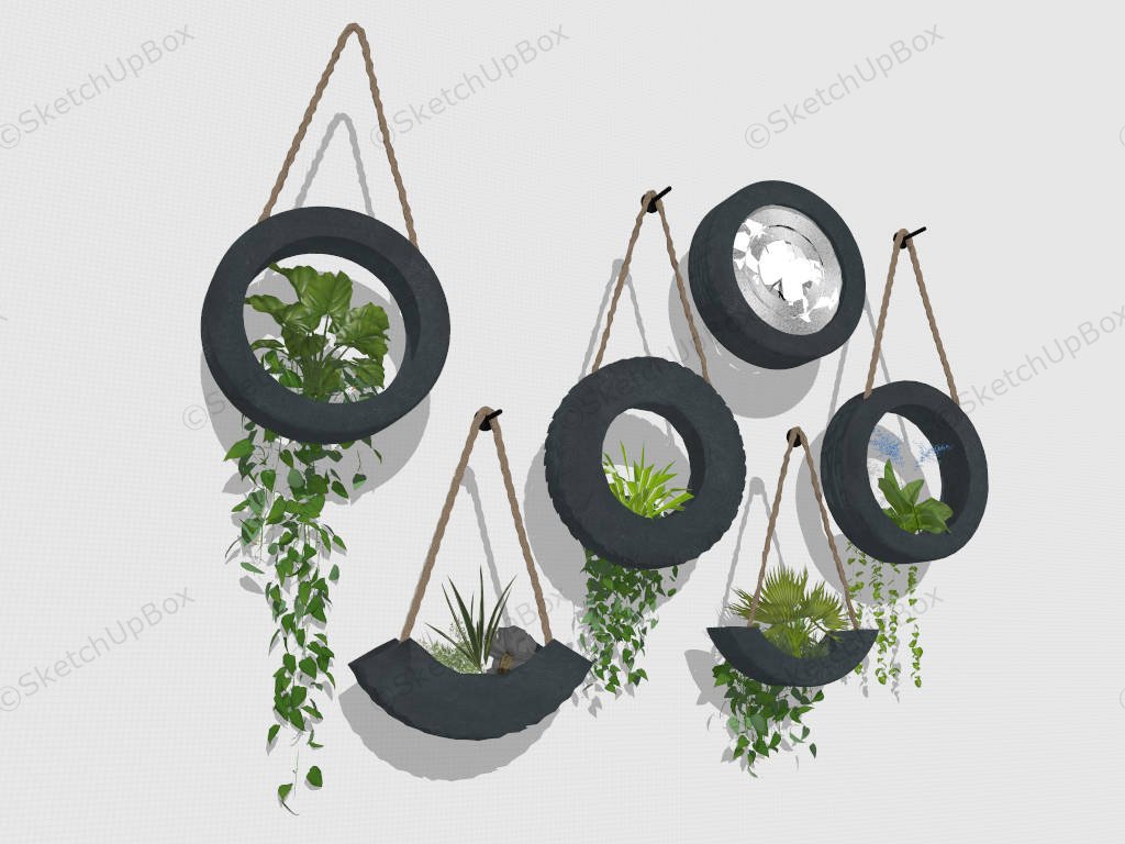 Wall Hanging Tire Planters sketchup model preview - SketchupBox