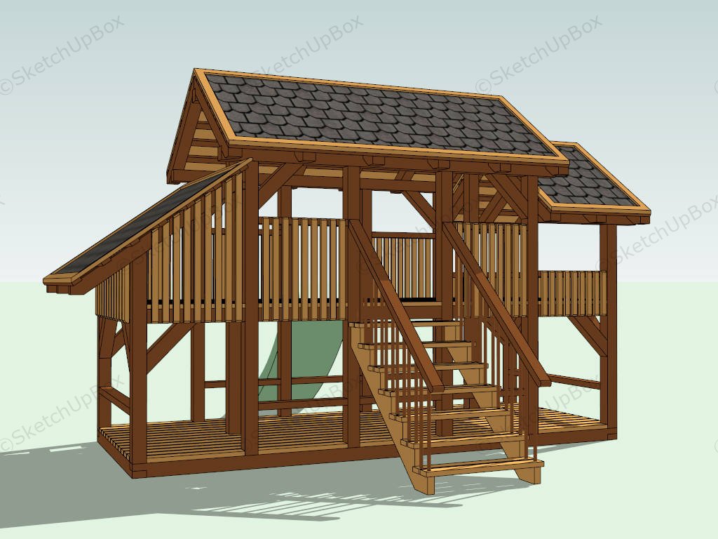 Backyard Playhouse With Slide sketchup model preview - SketchupBox