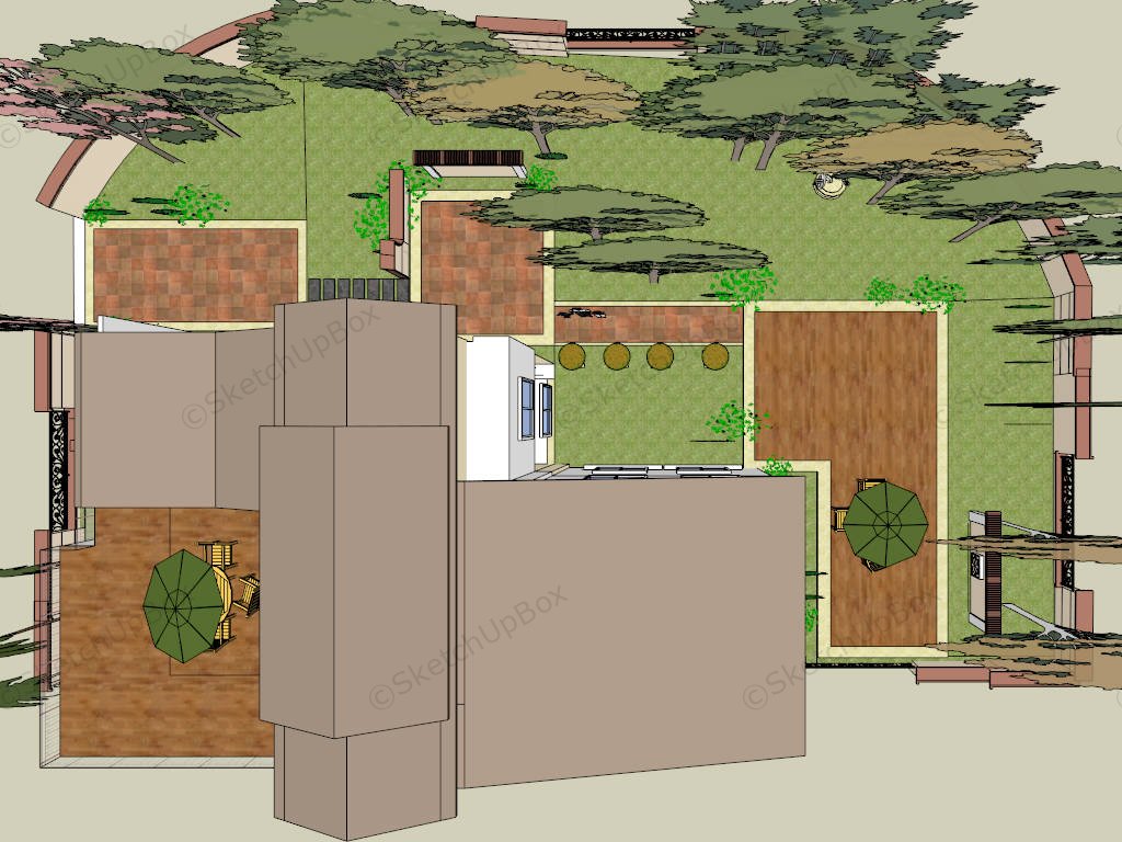 Home Yard Landscaping Ideas sketchup model preview - SketchupBox
