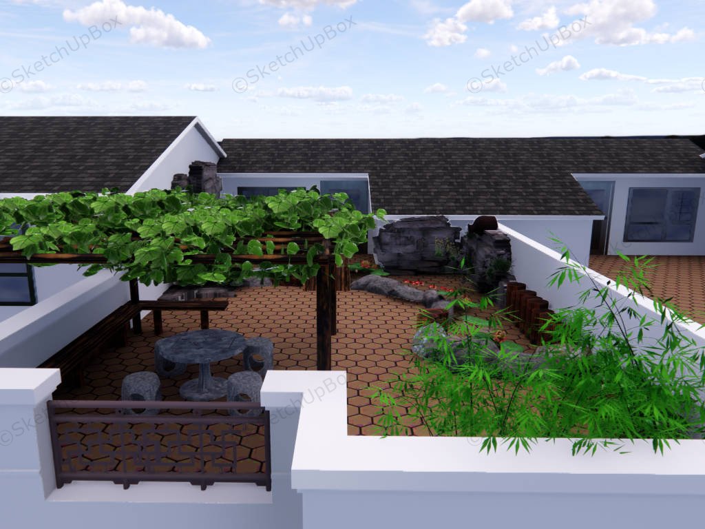 Small Rooftop Garden Design sketchup model preview - SketchupBox