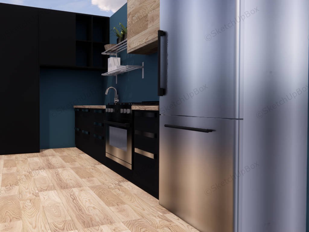 Blue Black And Burlywood Kitchen Ideas sketchup model preview - SketchupBox