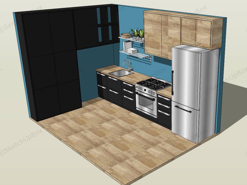Blue Black And Burlywood Kitchen Ideas sketchup model preview - SketchupBox