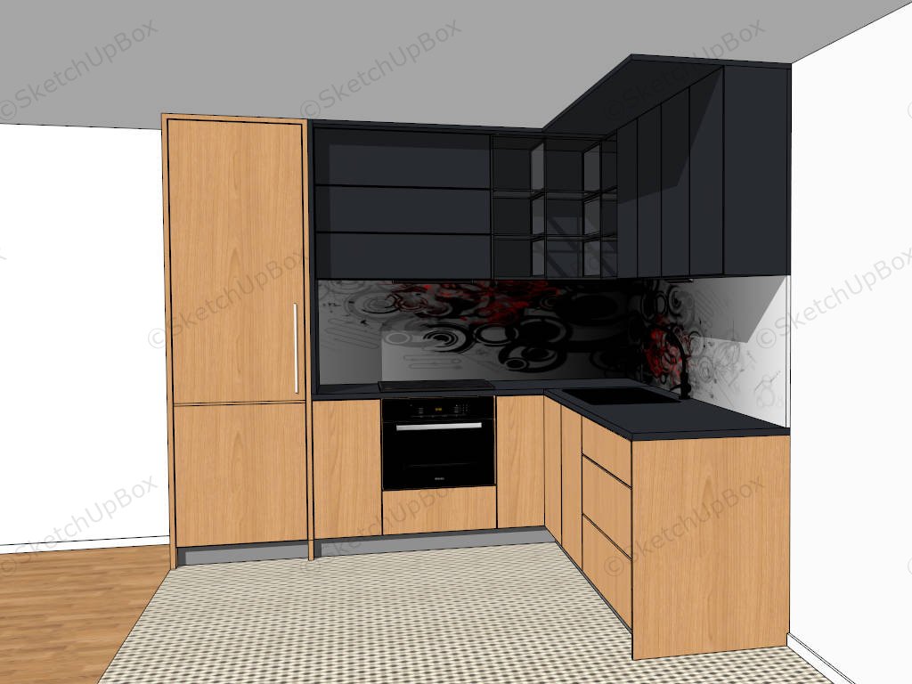 Black And Burlywood Kitchen Cabinets sketchup model preview - SketchupBox