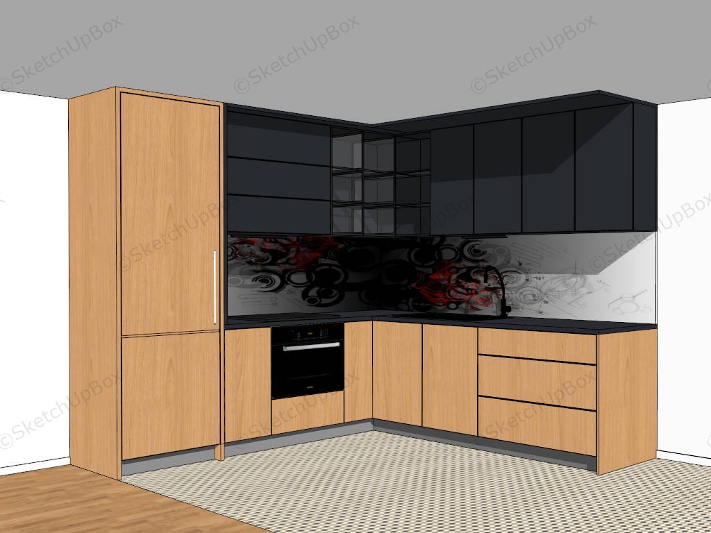 Black And Burlywood Kitchen Cabinets sketchup model preview - SketchupBox