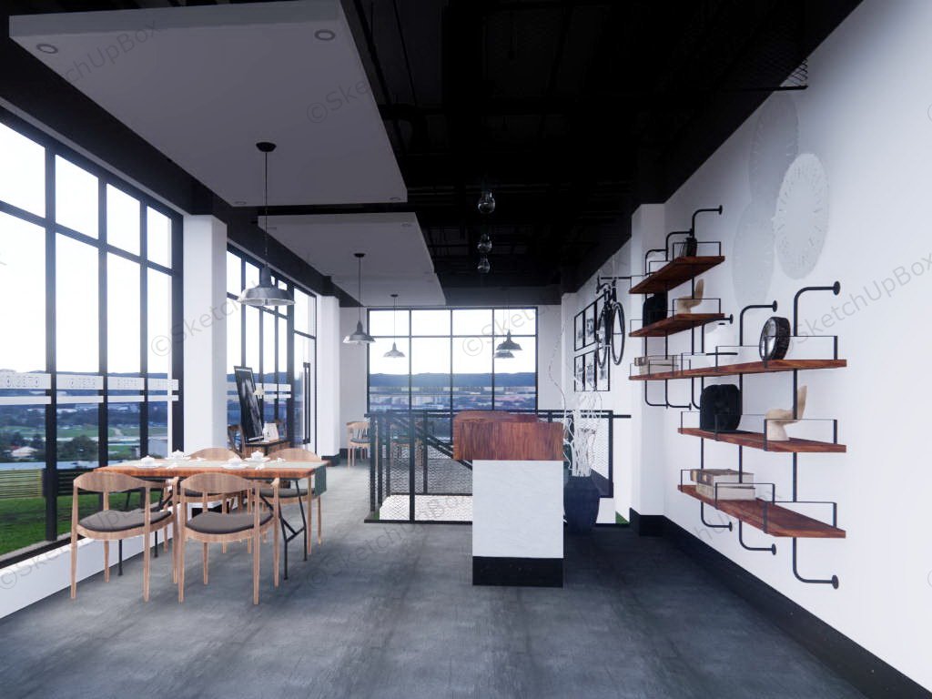 Industrial Cafe Interior Design sketchup model preview - SketchupBox