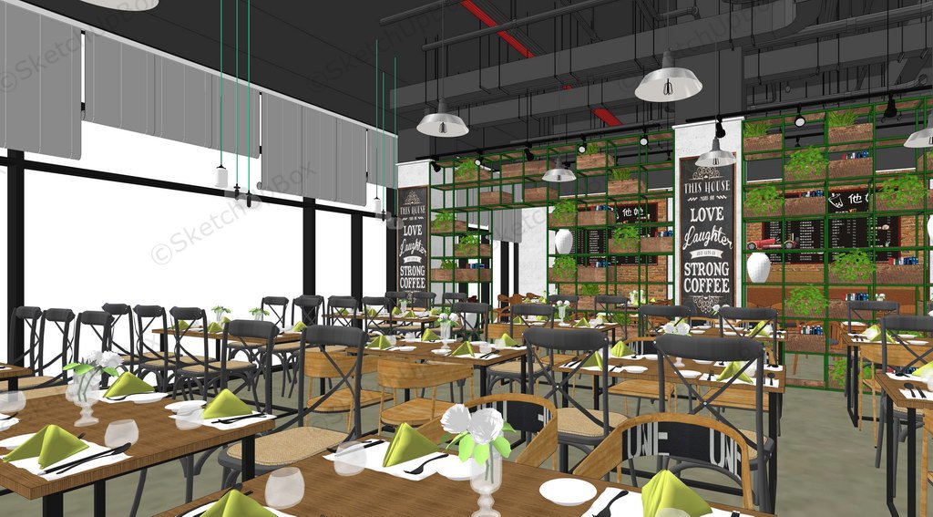 Industrial Restaurant Design sketchup model preview - SketchupBox