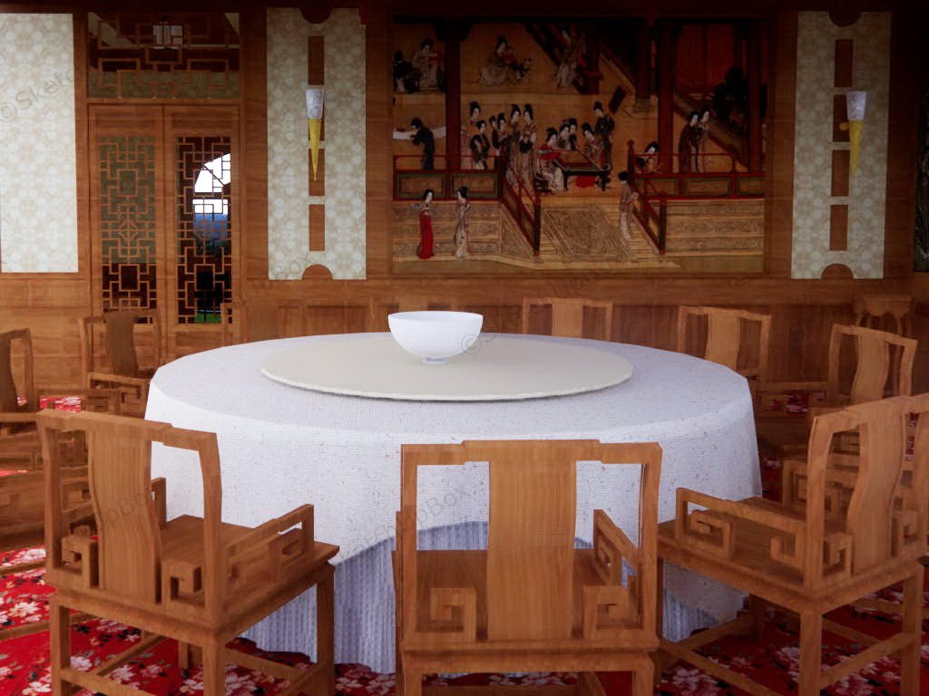 Chinese Restaurant Banquet Hall sketchup model preview - SketchupBox