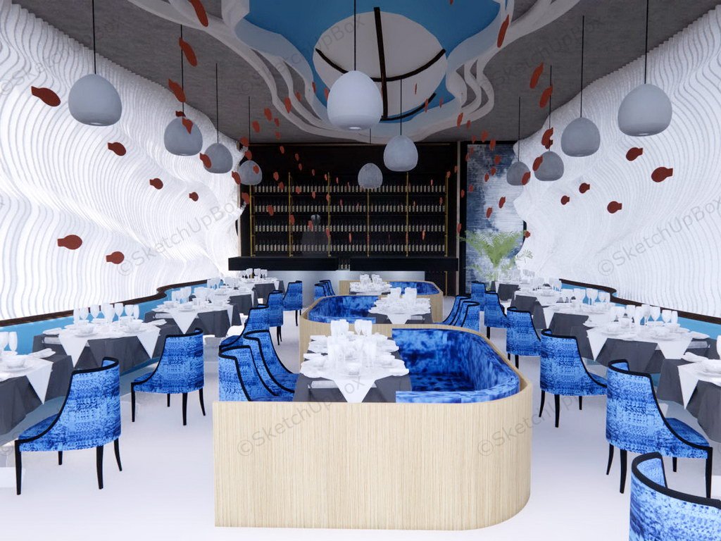 Ocean Themed Restaurant sketchup model preview - SketchupBox