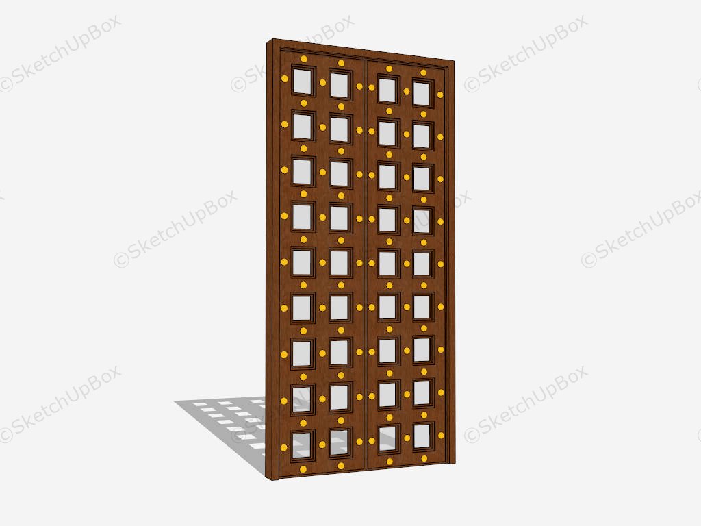 Grid Wooden Door sketchup model preview - SketchupBox