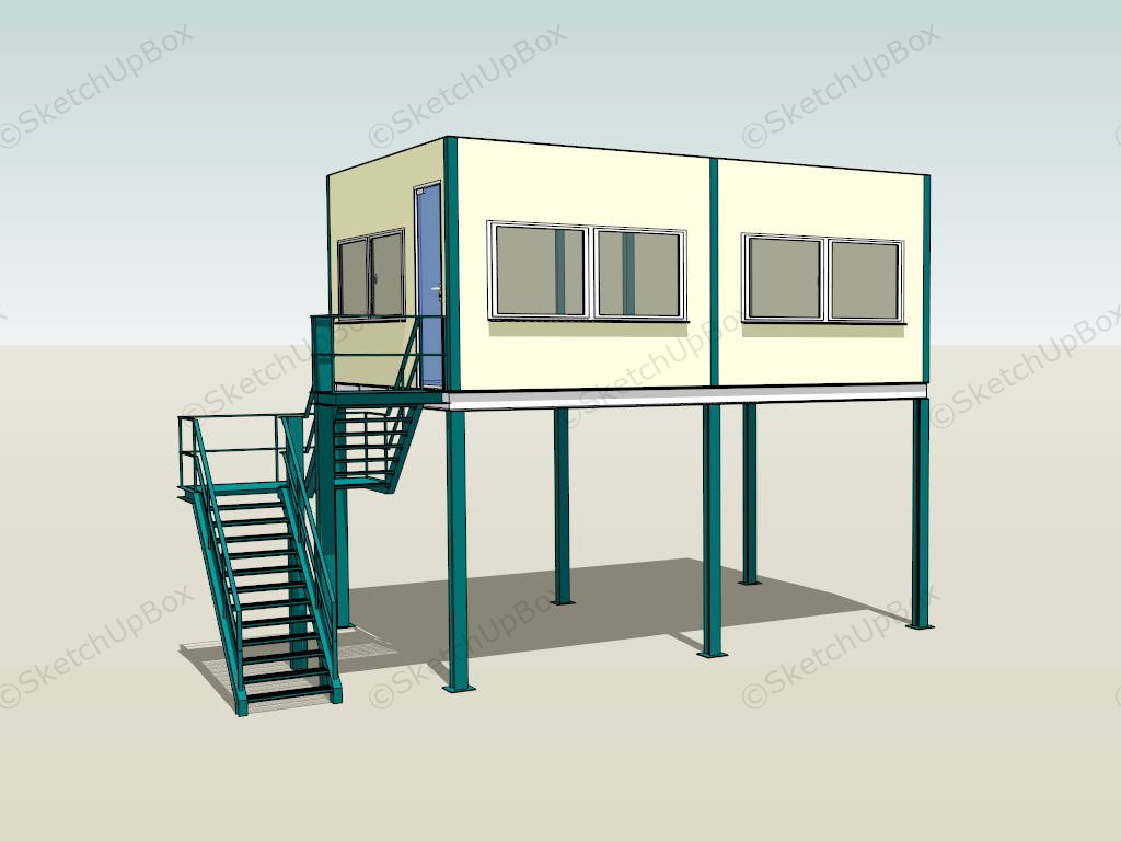 Elevated Shipping Container Home sketchup model preview - SketchupBox