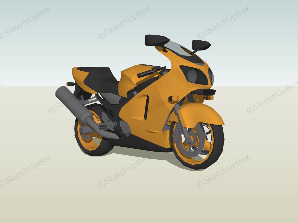 Yellow Sports Motorcycle sketchup model preview - SketchupBox