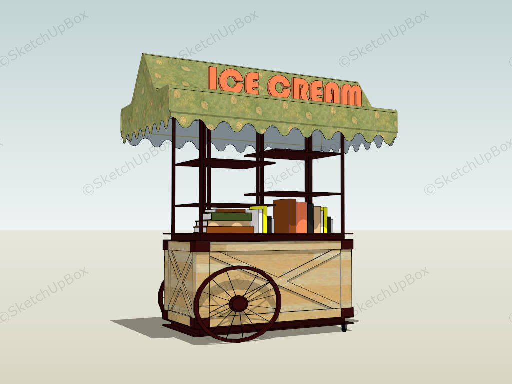 Ice Cream Cart With Canopy sketchup model preview - SketchupBox