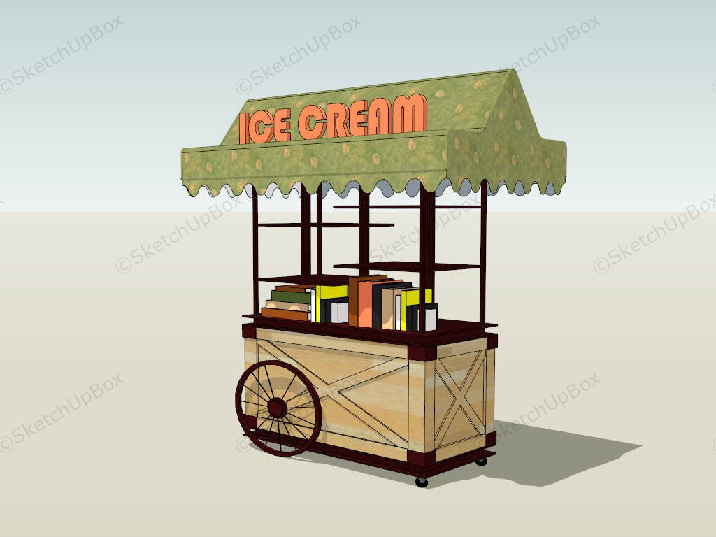 Ice Cream Cart With Canopy sketchup model preview - SketchupBox