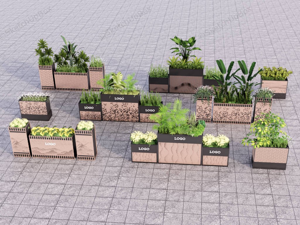 Commercial Outdoor Planter Boxes sketchup model preview - SketchupBox