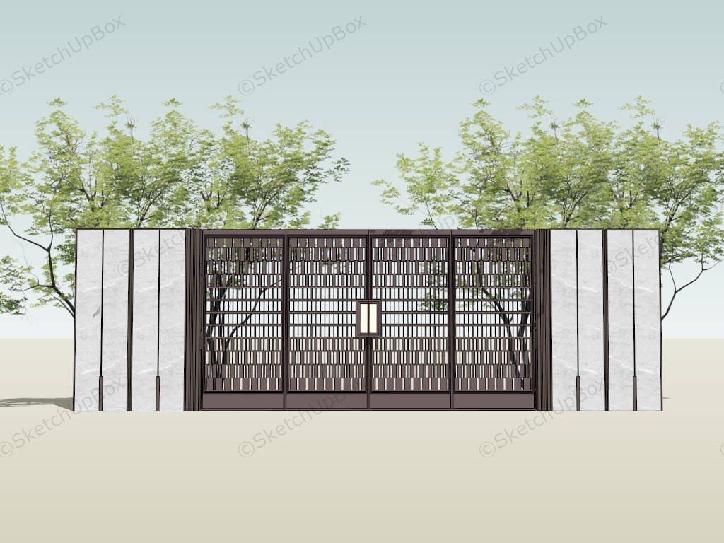 Modern Driveway Gate Design Idea sketchup model preview - SketchupBox