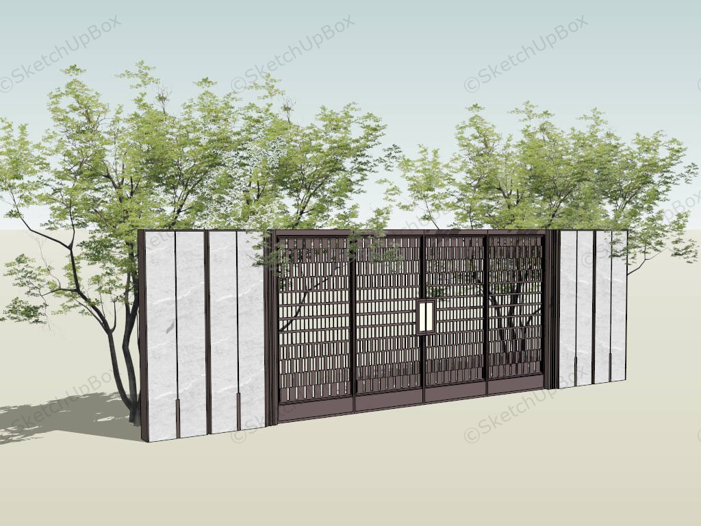 Modern Driveway Gate Design Idea sketchup model preview - SketchupBox