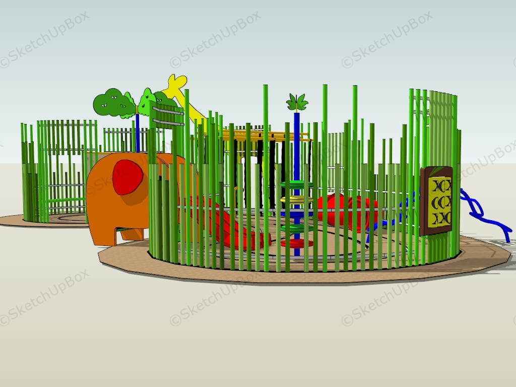 Steel Playground Adventure Climbing Frame Equipment sketchup model preview - SketchupBox