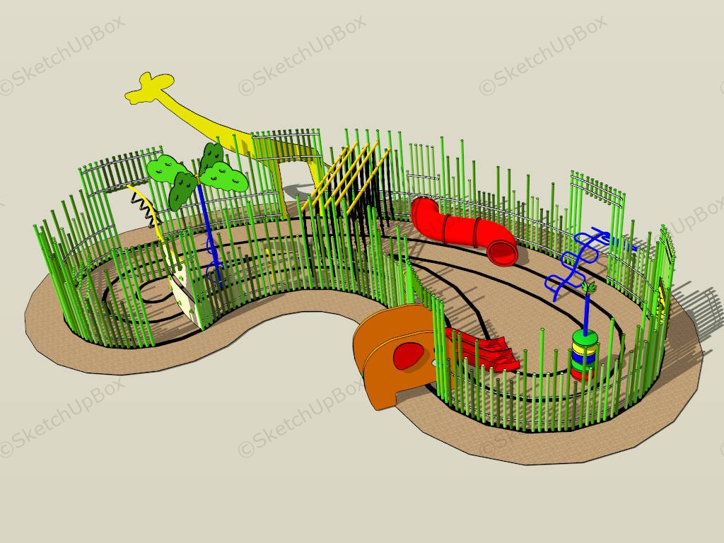 Steel Playground Adventure Climbing Frame Equipment sketchup model preview - SketchupBox