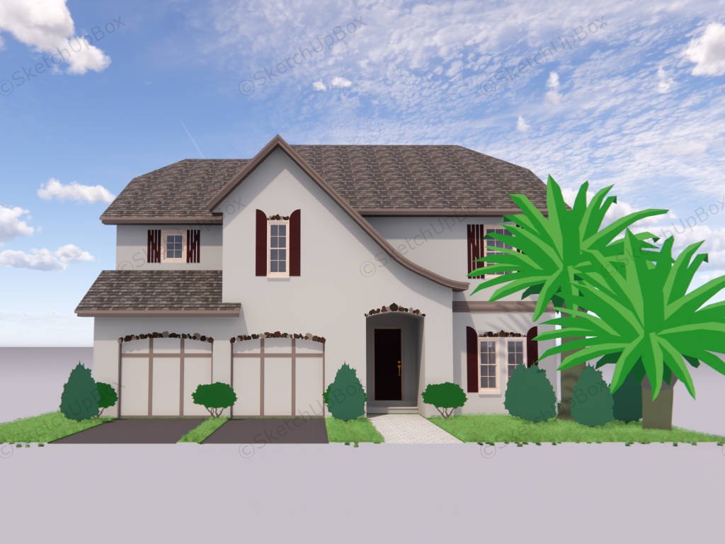 Traditional Home Exterior Design sketchup model preview - SketchupBox