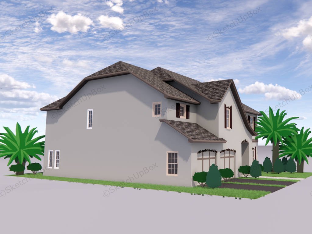 Traditional Home Exterior Design sketchup model preview - SketchupBox