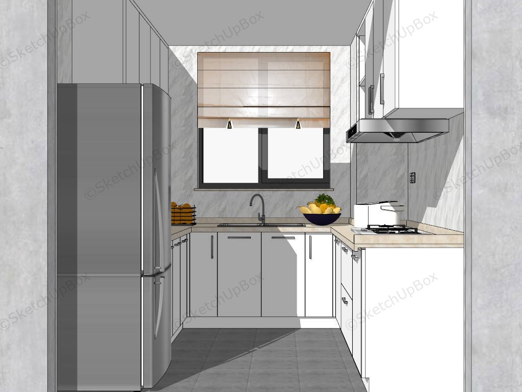 Small White Kitchen Ideas sketchup model preview - SketchupBox