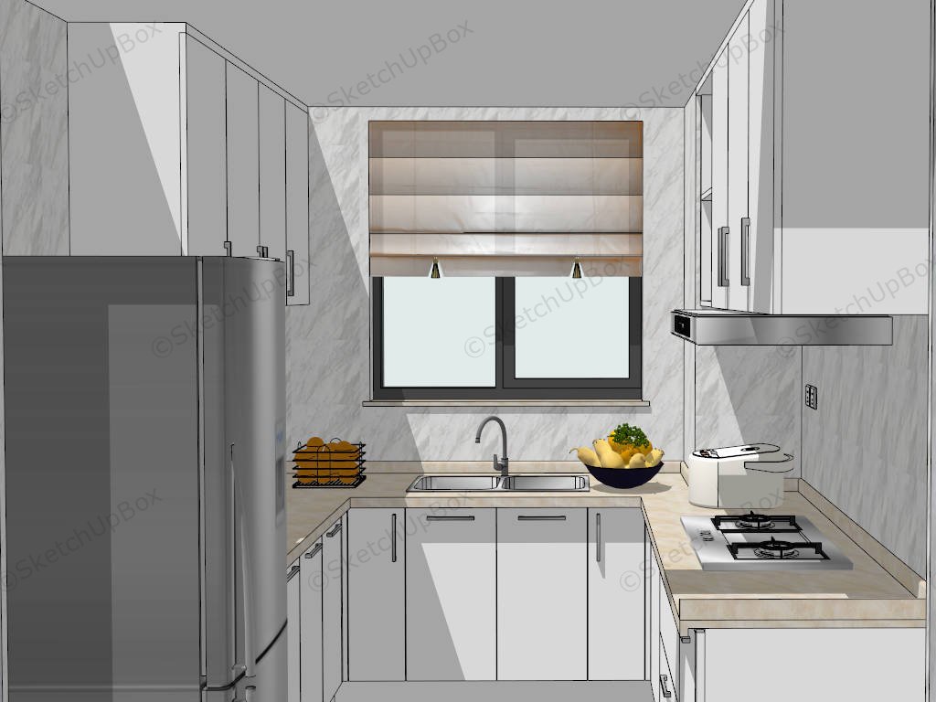 Small White Kitchen Ideas sketchup model preview - SketchupBox