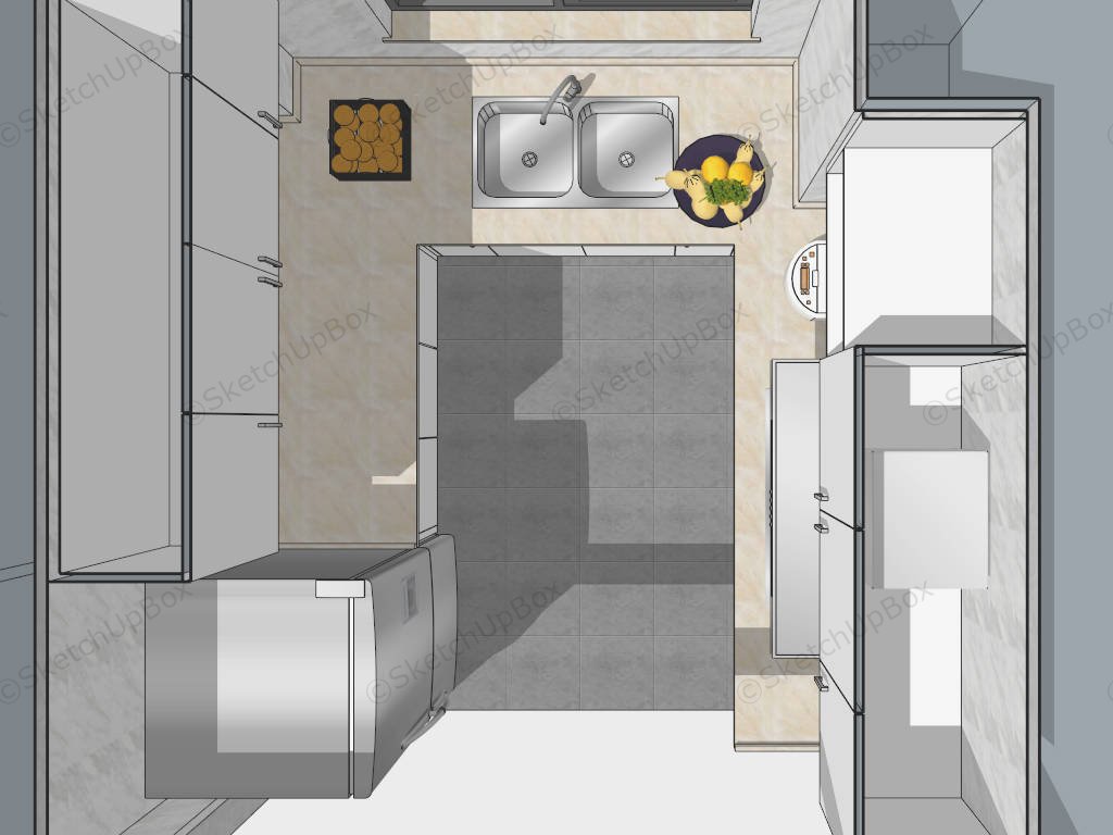 Small White Kitchen Ideas sketchup model preview - SketchupBox