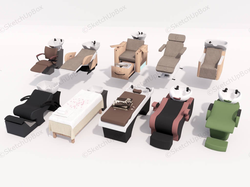 Shampoo Bowl & Massage Chair Collection sketchup model preview - SketchupBox
