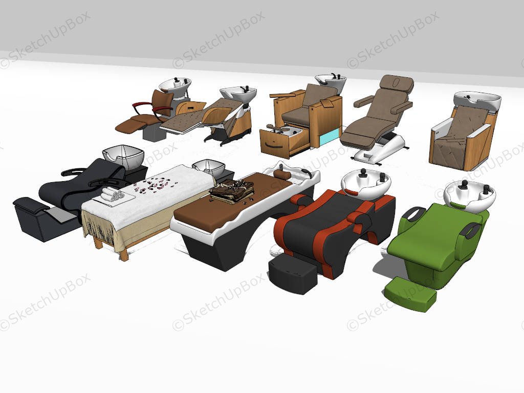 Shampoo Bowl & Massage Chair Collection sketchup model preview - SketchupBox