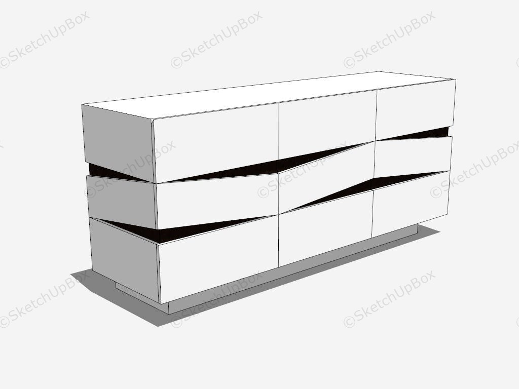 Modern White Dresser No Handles sketchup model preview - SketchupBox