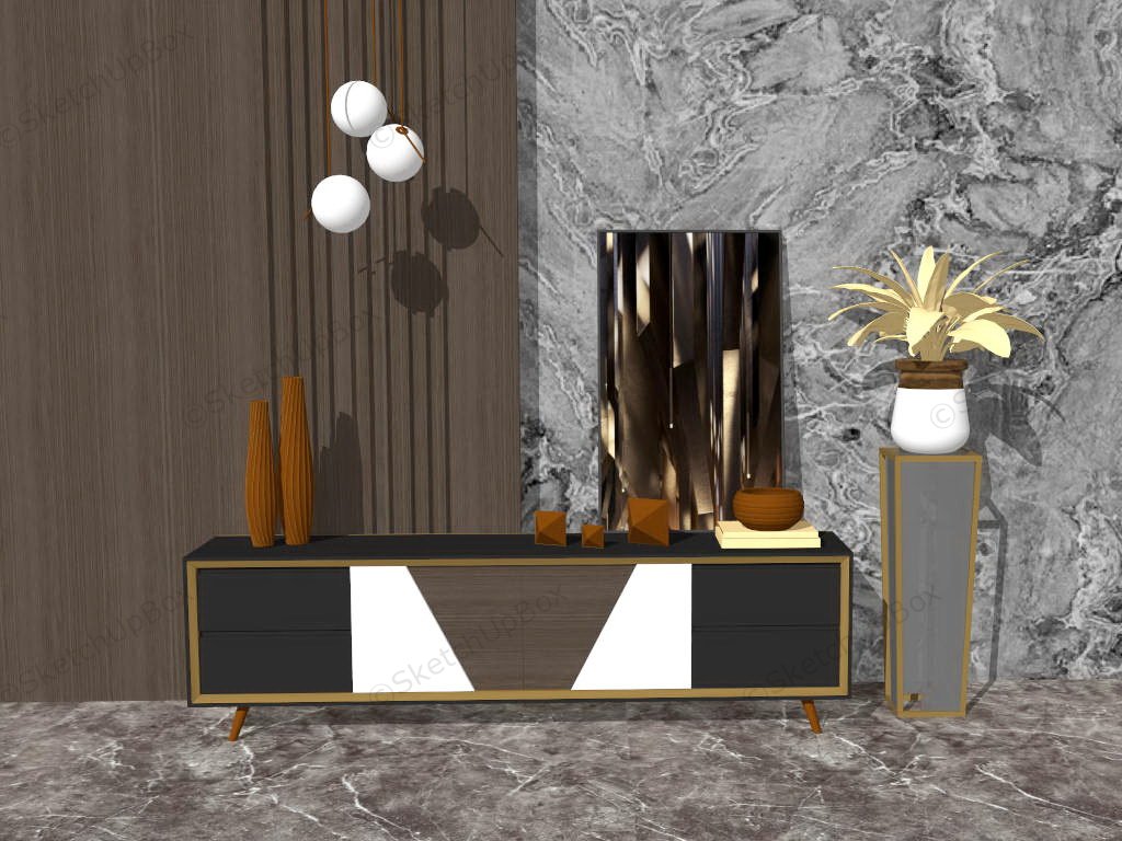 Console Table Living Room Accent Wall sketchup model preview - SketchupBox
