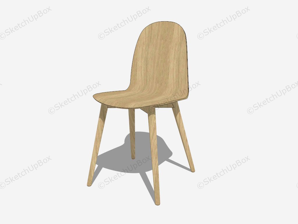Curved Wood Dining Chair sketchup model preview - SketchupBox