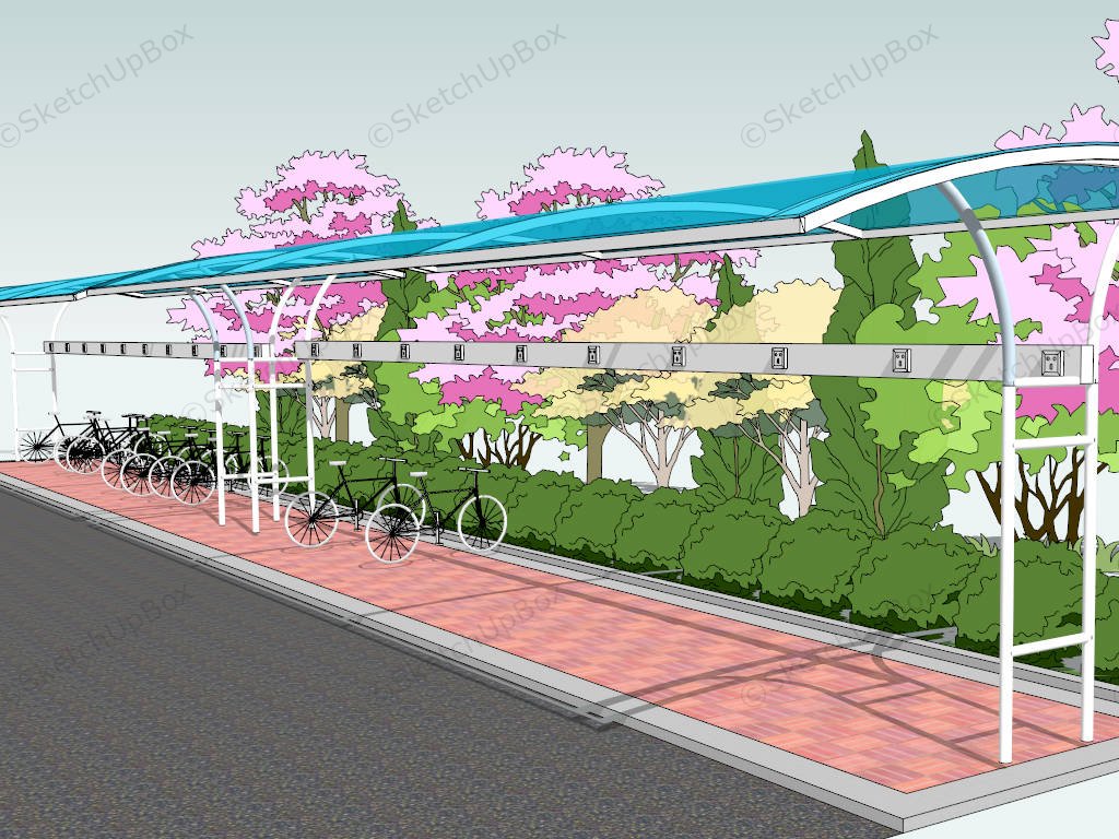Outdoor Public Bicycle Canopy Shelter sketchup model preview - SketchupBox