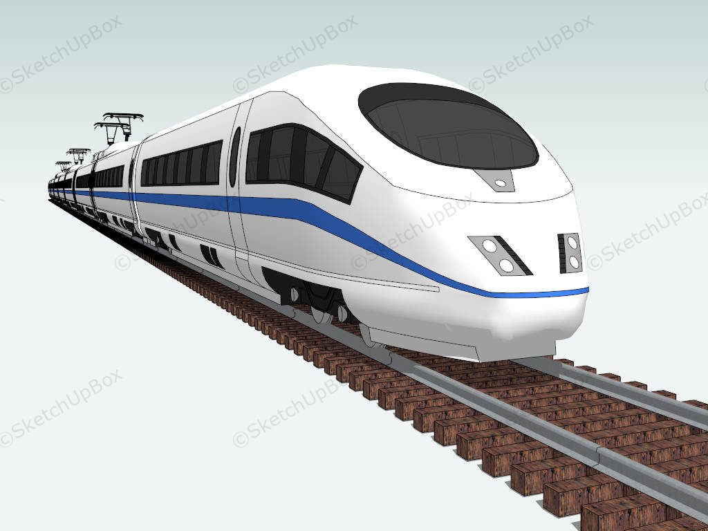 High Speed Train sketchup model preview - SketchupBox
