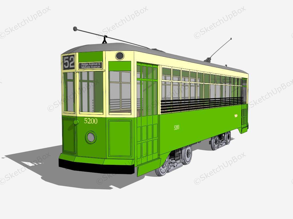 Vintage Street Tram sketchup model preview - SketchupBox