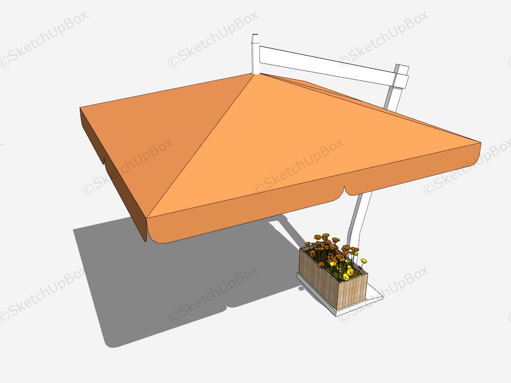 Orange Cantilever Umbrella sketchup model preview - SketchupBox