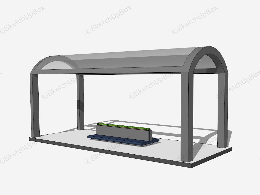 Curved Modern Bus Shelter sketchup model preview - SketchupBox