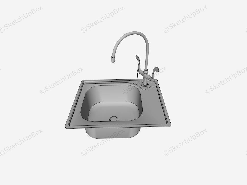 Single Bowl Kitchen Sink With Faucet sketchup model preview - SketchupBox