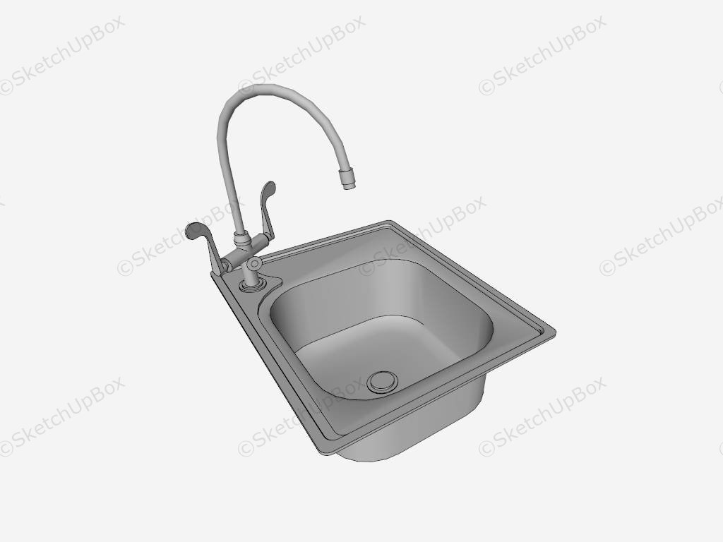 Single Bowl Kitchen Sink With Faucet sketchup model preview - SketchupBox