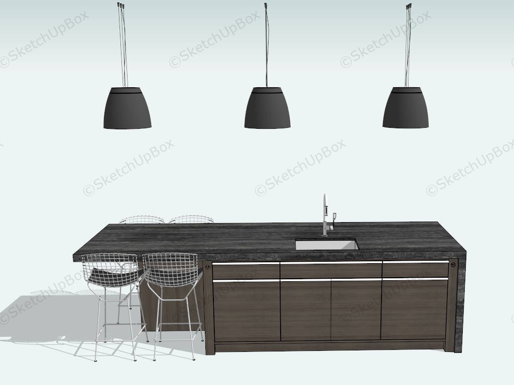 Kitchen Island With Pendant Lights sketchup model preview - SketchupBox
