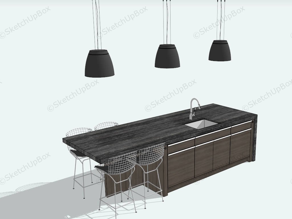 Kitchen Island With Pendant Lights sketchup model preview - SketchupBox
