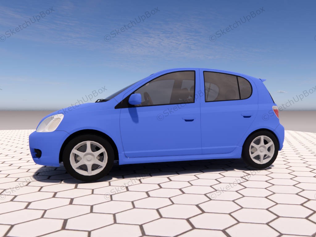 Blue Toyota Yaris Hatchback sketchup model preview - SketchupBox