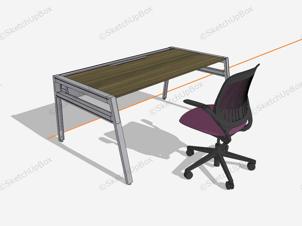 Office Computer Desk With Chair sketchup model preview - SketchupBox