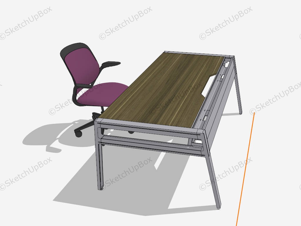 Office Computer Desk With Chair sketchup model preview - SketchupBox