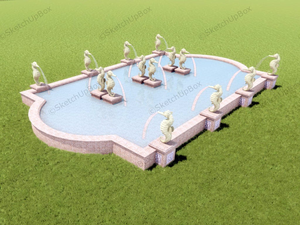 Seahorse Water Fountain sketchup model preview - SketchupBox