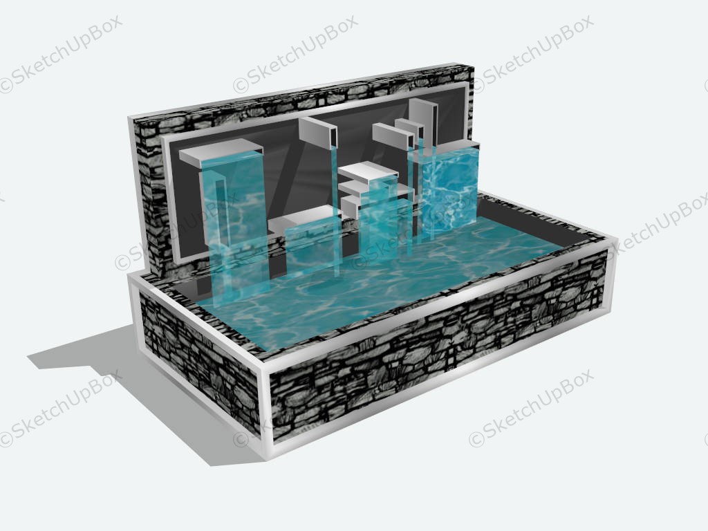 Outdoor Water Wall Fountain sketchup model preview - SketchupBox