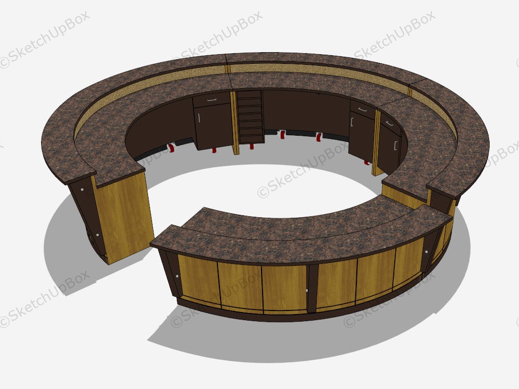 Hospital Round Reception Desk sketchup model preview - SketchupBox