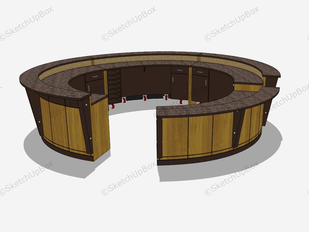 Hospital Round Reception Desk sketchup model preview - SketchupBox