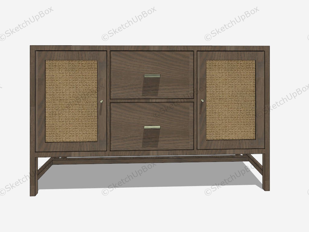 Rustic Wood Sideboard sketchup model preview - SketchupBox